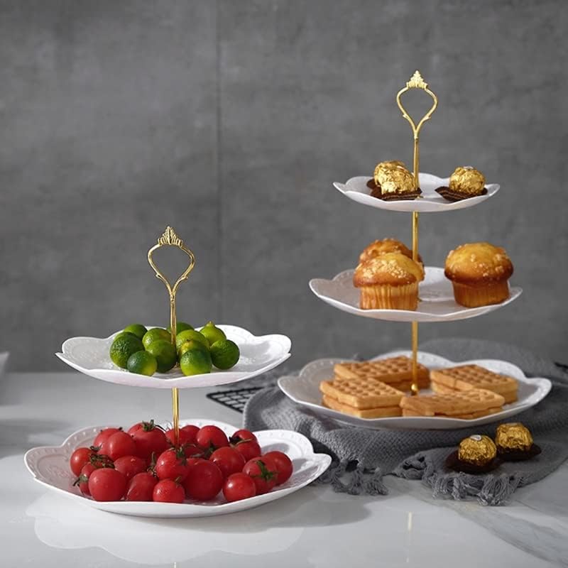LHLLHL Подвижна поставка за торта в европейски стил и 3-те Ярусная Плоча за печене на кексчета и плодове (Цвят: E, размер:
