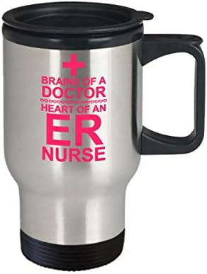 Пътна чаша за медицински сестри Линейка/Подаръци-Чаши за благодарност медицински сестри/Подарък-Мозъка лекар, Сърцето