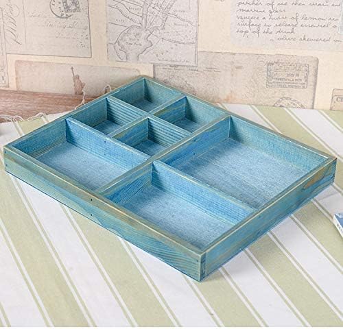 Anncus Домашен Творчески Тенис на Дървена Кутия За съхранение на Zakka Козметична Кутия Многофункционални Дървени Саксии за Сукуленти Организация - (Цвят: 5 решетки)
