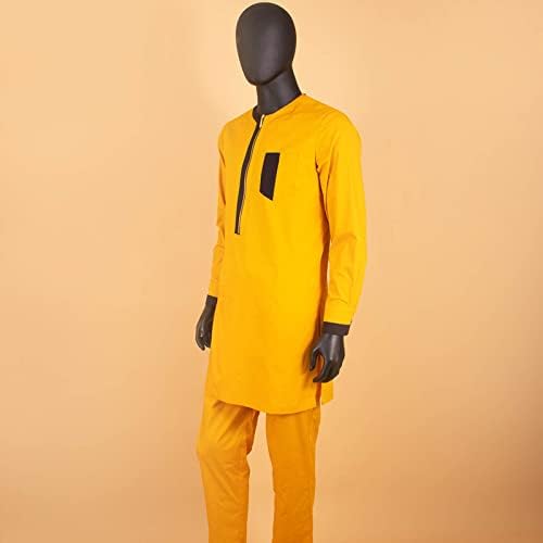 Африканска Облекло за Мъже, Ризи с цип и Панталони в стила на Анкара, Комплект от 2 теми, Дашики, Tribal Спортен Костюм,