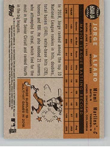 Архив на Topps 2020 1960 All-Star Новобранци 60AR-JA Бейзболна картичка Jorge Alfaro Miami Марлини MLB NM-MT