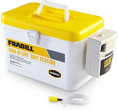 Кутия за стръв Frabill с Аератор | Охладител за съхранение на жива стръв с Преносим Аератор | с Капацитет 8 Литра