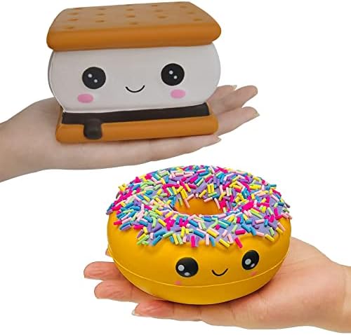 ASMFUOY Smore and the Donut Бавно Издигащи Плюшени Играчки за Деца, Подарък за Рожден Ден Squishys Squishi Преса Играчки