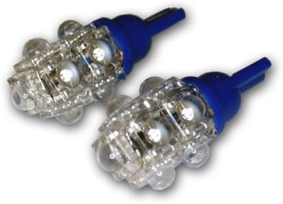 Tuningpros LEDBW-T10-B9 Led крушки за предупреждение за спиране T10 Клиновидна, 9 led светодиоди в синьо, комплект от 2 теми