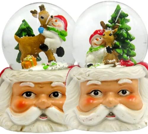 Needzo Мини Коледна украса под формата на снежната топка, фигурки на Дядо Коледа, Северния елен и Снежен човек, тенис на водна топка с блестящ купол, празнична сбирка у?