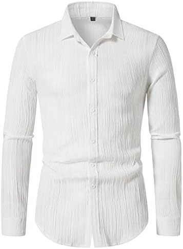 Мъжка Раирана Риза с дълъг ръкав и копчета, Ежедневни Ризи Slim Fit с отложным яка, Стилен бизнес ризи (Бели, XX-Large)