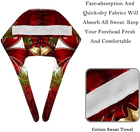 2 Опаковане на Коледни Работни шапки за еднократна употреба Дядо Коледа с изненада и спортна лента за Жени и мъже, Шапчица-Тюрбан
