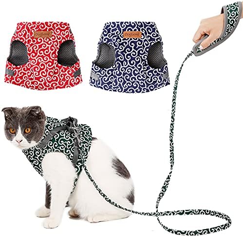 Yealay Регулируема Шлейка за котки с каишка, определени за разходки, защита от бягство, жилетка за разходки на котки