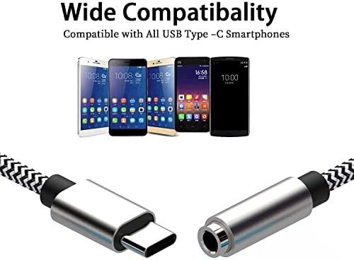 USB Type C до 3,5 мм, 4 бр Жак за слушалки, Адаптер: Type C за да се свържете аудиокабеля Aux вход, Съвместим с Samsung