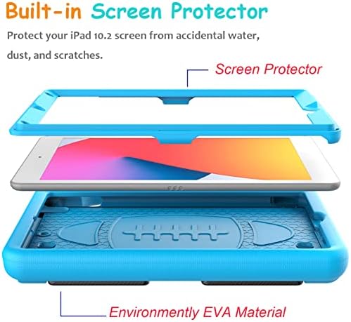 Детски калъф eTopxizu с вградено защитно фолио за новия iPad 10.2 инча 2021/2020/2019 (9th / 8th / 7th Gen), устойчив