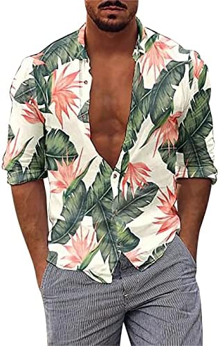 2023 Нови Мъжки Хавайски Ризи с Цветен Модел На копчета, Плажни Ризи за Тропически Почивки, Летни Тоалети, Блузи за по-възрастните