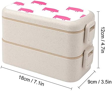 Кутия за Обяд Pink Pig Bento с 2 Отделения и Контейнери За Съхранение на Храни С Лъжица И Вилица