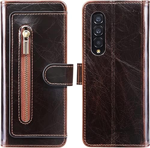 Шарнирен калъф ASQUAR за Samsung Galaxy Z Fold 3, Чанта-портфейл от изкуствена кожа в ретро стил джоб с отделение за