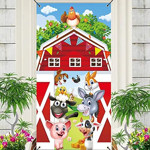 3x6ft Мультяшная Червена Капачка на Вратата на Плевнята, Банер, Пролетни Сламени Произход за селскостопански Животни,