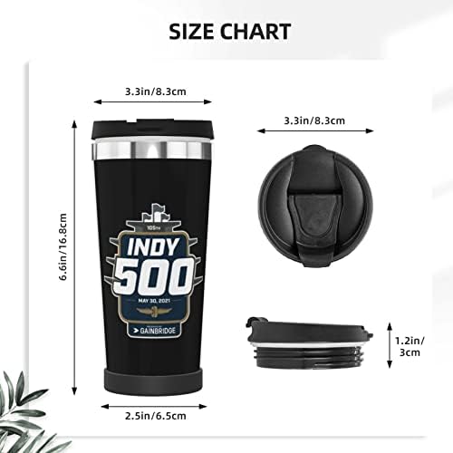 Ratrig Indianapolis 500 (Indy 500) Преносим Кафе Термос От Неръждаема Стомана с Капак С Двойна Изолация за Пътуване,