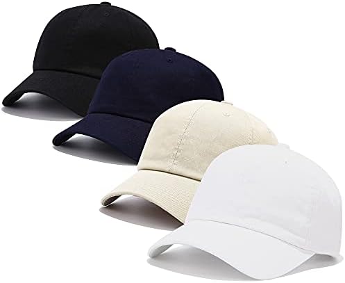Voilipex 4 Опаковане. Бейзболна шапка за Жени И Мъже, нисък профил Памучен Шапка за Татко Регулируема Однотонная Шапка