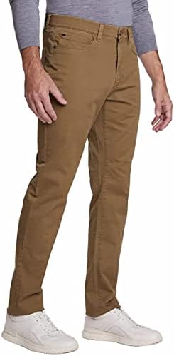 Английски мъжки панталони от кепър лента през 5 джобове за пране (Мед, кафяв, 34 W x 30 л)