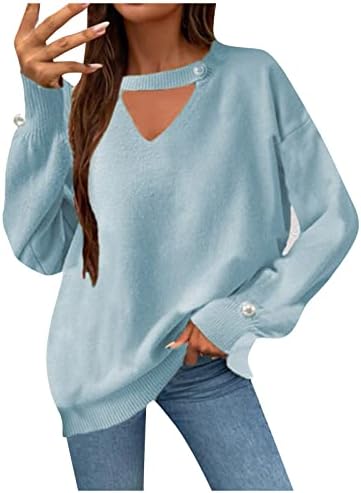 Пуловери Свободно Намаляване на Женския Обикновен Училищен Пуловер С V-образно деколте, Меки Елегантни Есенни Пуловери