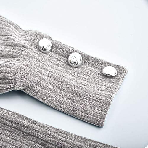 Ymosrh Дамски Пуловер за Зимата, Пуловер с висока воротом и Дълъг Ръкав Копчета, Свободни Възли Пуловери, Потници