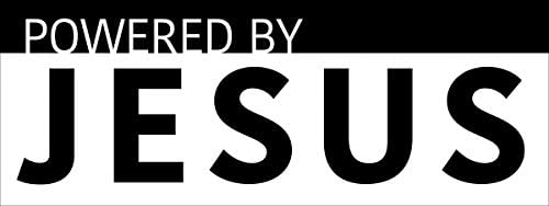 Черна стикер Powered by Jesus (християнски винилови стикери, Винил Faith in God за автомобили, камиони и лаптопи (3 x