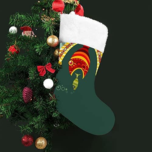 Забавна Рибка Коледен Отглеждане Окачени Чорапи С Принтом Коледно Дърво Украса За Камината