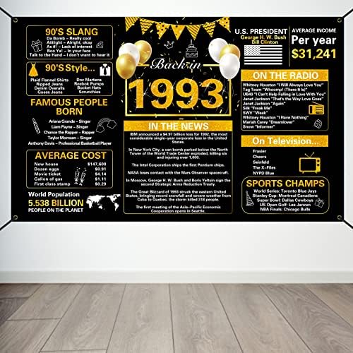 Украса Crenics от Черното злато на 30-ия рожден ден за Него, Ретро Банер на рождения Ден на 1993 година, Голям Плакат