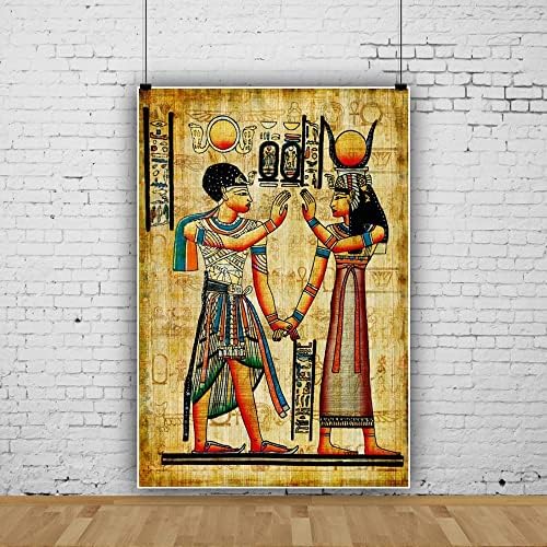 Baocicco 3x5ft Египетски Свитък Фон Египетска Фреска, Фон За Снимки История на Египет на Фараоните Рисувани Стени на