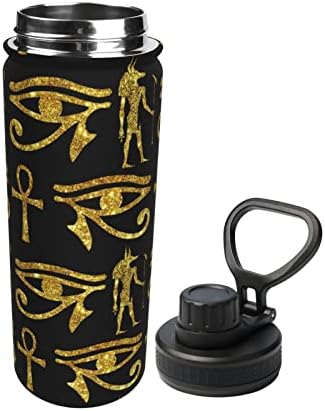 Бутилка за вода Древнеегипетская-Ankh-Злато 18 Грама, Широка Колба От Неръждаема Стомана С Вакуумна Изолация И Херметически