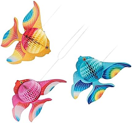 Gadpiparty 24 бр. Тканевое украса под формата на рибки, централно украса под формата на сот, Тропически Риби, Украса