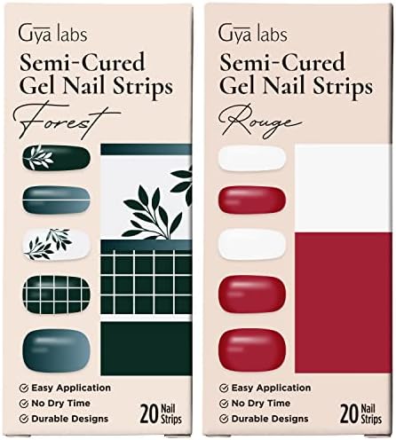 Комплект стикери за нокти Gya Labs - Трайни нокти за жени - Ленти за нокти с Наполовина отвержденным гел (20 бр) - Набор