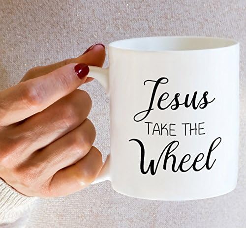 Забавна Чаша за Retreez - Религиозни Керамични чаши за Кафе Jesus Take The Wheel обем 11 Грама - Забавни, Саркастичные,
