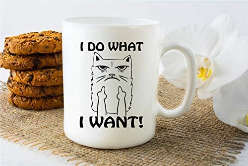 Керамични кафеена чаша Аз правя това, което искам с 11 грама - Идеалният подарък за любителите на котки, Подарък за жени