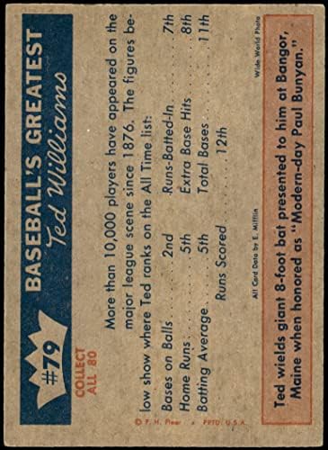 1959 Fleur 79, където Тед се противопоставя на Тед Уилямс Бостън Ред Сокс (Бейзболна картичка), БИВШ+ Ред Сокс