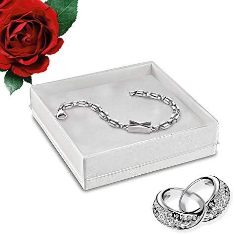 Подаръчни Кутии-Добро crafts Small Jewelry Box с Капак - Бели и Прозрачни кутии Подарък 3,5 х 3,5 (100)