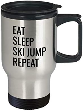 Забавна чаша за пътуване на ски Идея Скиор Ядене дрямка скок от трамплин повторя, за него си мама на татко, на мъже,