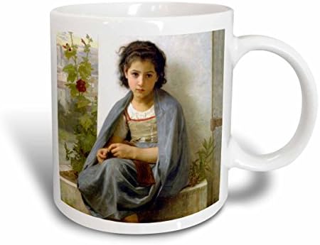 3dRose The Little Knitter-Реколта Керамична чаша Bouguereau, 11 грама, Бяла