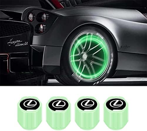 Флуоресцентни Зелени Капачки за състав на вентила гуми, 4 бр. Стилен Капачка за колела, Съвместими с Lexus ES350 GS350