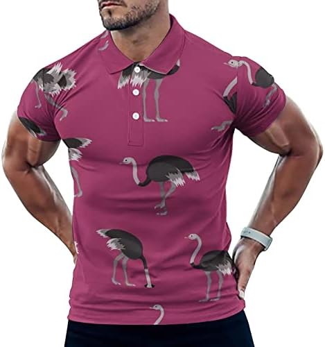 БАЙКУТУАН, африканско животно, Щраус, мъжки t-shirt-топка за голф, фланелка с къс ръкав, тениски, ежедневни стаи върховете