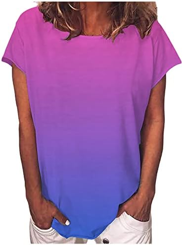Дамски Облегающая Риза-Туника с Кръгло Деколте и Къс Ръкав, Блуза Памучен за Късна Закуска, Тениска на Бретелях за Дамите