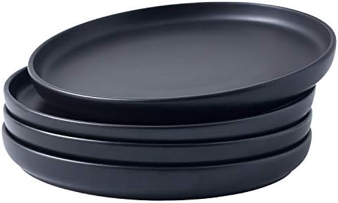 Колекция от керамични чинии Bruntmor 8 от 4 парчета, Сладки кръгли Черни чинии за коледно парти, керамични чинии за салата,