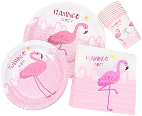 Amosfun 1 Комплект Хартиена Чиния с Фламинго Еднократно Сервировочное Ястие Детска Чиния Хавайски Аксесоари За Партита