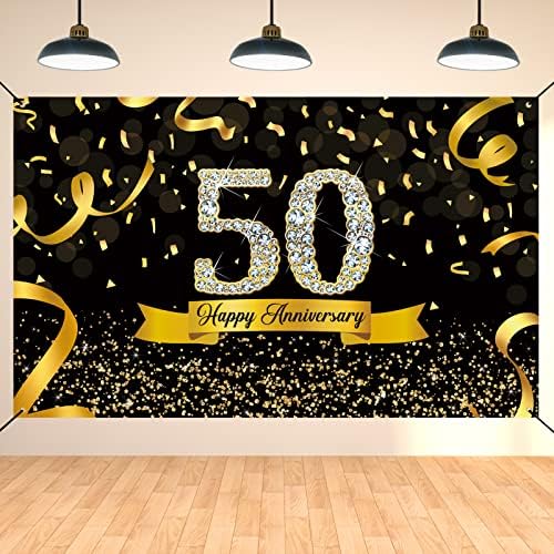 DARUNAXY Черното Злато, Украса за парти в чест на 50-годишнината от Банер с 50-годишнината, Поздравления с 50-Годишнината,