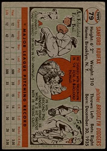 1956 Topps 79 Санди Куфакс Бруклин Доджърс (Бейзбол карта) VG Dodgers