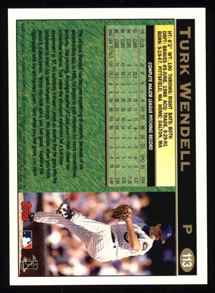1997 Topps 113 Търк Уендъл Чикаго Къбс (Бейзболна картичка) NM/MT Къбс