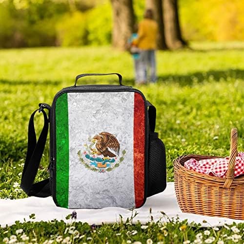 Множество Изолирани Чанта за Обяд Ретро Мексикански Флаг Водоустойчива Чанта за Обяд