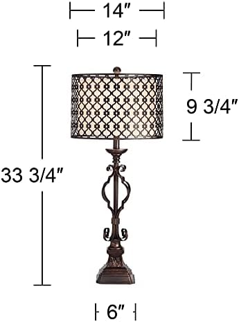 Possini Euro Design Noir на Селски Традиционна Конзола Настолна Лампа 33,75 Височина на Тъмно Бронзов Метален Силует