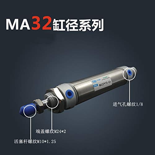 Fevas MA32X50-S-CA, Пневматичен Въздушен Цилиндър от неръждаема Стомана с Диаметър 32 мм и Ход на 50 мм, 3250 Мини-Кръгли
