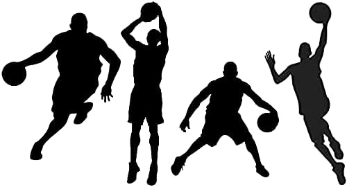 Fencosyn Баскетбол Slam Dunk Силует Стикери За Стена Спортен Играч Стикери за Стена Изкуството за Момчета Тийнейджъри