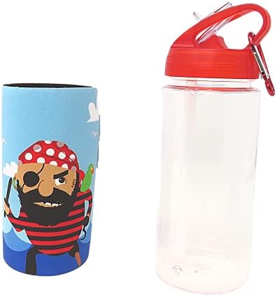 Бутилка за вода с Червен капак и подвижна неопреновым ръкав Пират и Кораб, Забавни Бутилки за напитки за училищните обеди