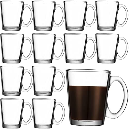 Комплект Стъклени Чаши Кафе на 12 броя по 10 грама Прозрачни Чаши за Кафе с Дръжка Прозрачни Чаши за Еспресо Стъклени